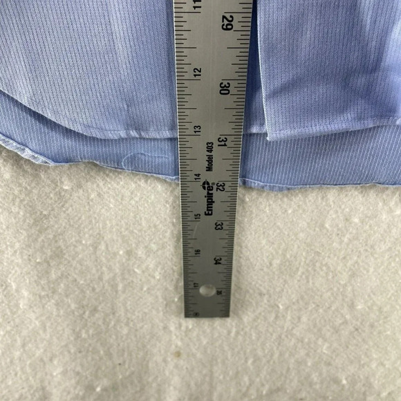 Calvin Klein Button Up Shirt Men's Sz 15 Sky Blue Striped Slim Non-Iron Two Ply - Picture 4 of 13